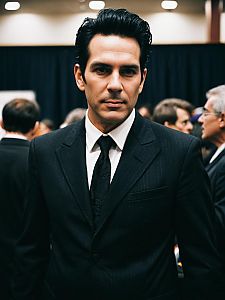 Man in Black Suit at Cosplay Convention