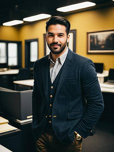 Man in Casual Office Outfit Candid Portrait at Workplace