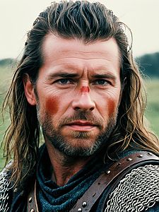 Medieval Warrior Man Portrait with Braveheart Photo Filter