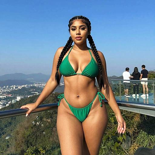 Woman in Green Bikini at Scenic City Viewpoint