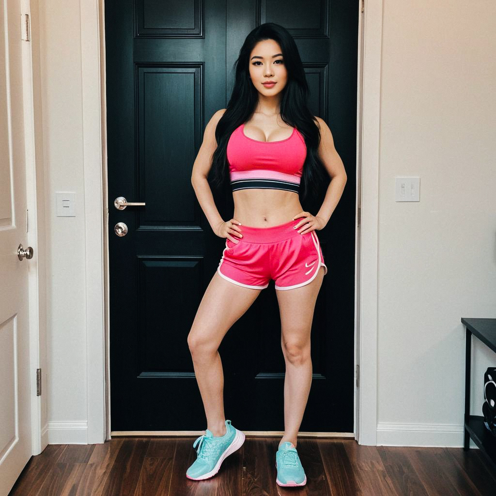 Confident Woman in Pink Athletic Wear Confident Woman in Pink Athletic Wear