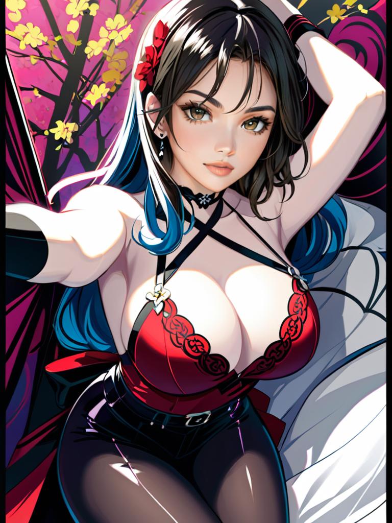 Anime Character with Dark Hair and Red Flower