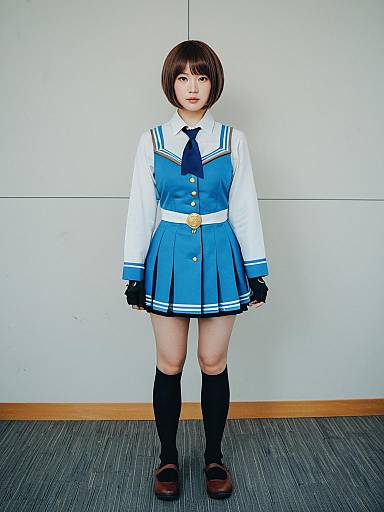 Haibara Ai Cosplay Girl in Blue Sailor School Uniform