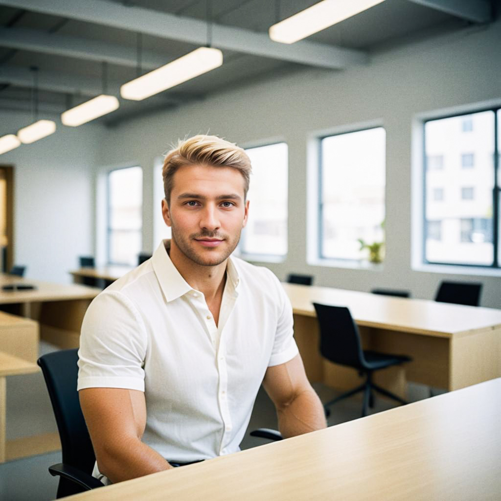 Confident Young Man in Modern Workspace