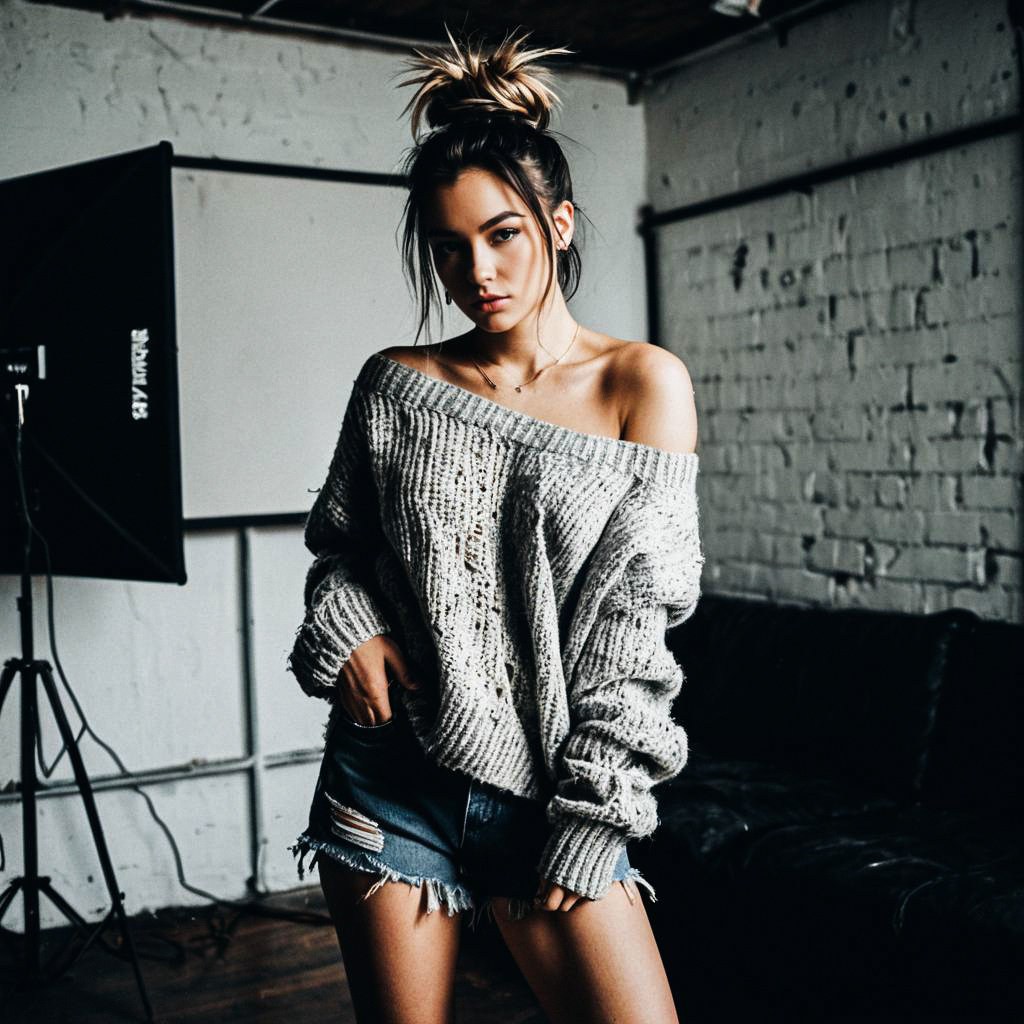 Confident Woman in Urban Loft