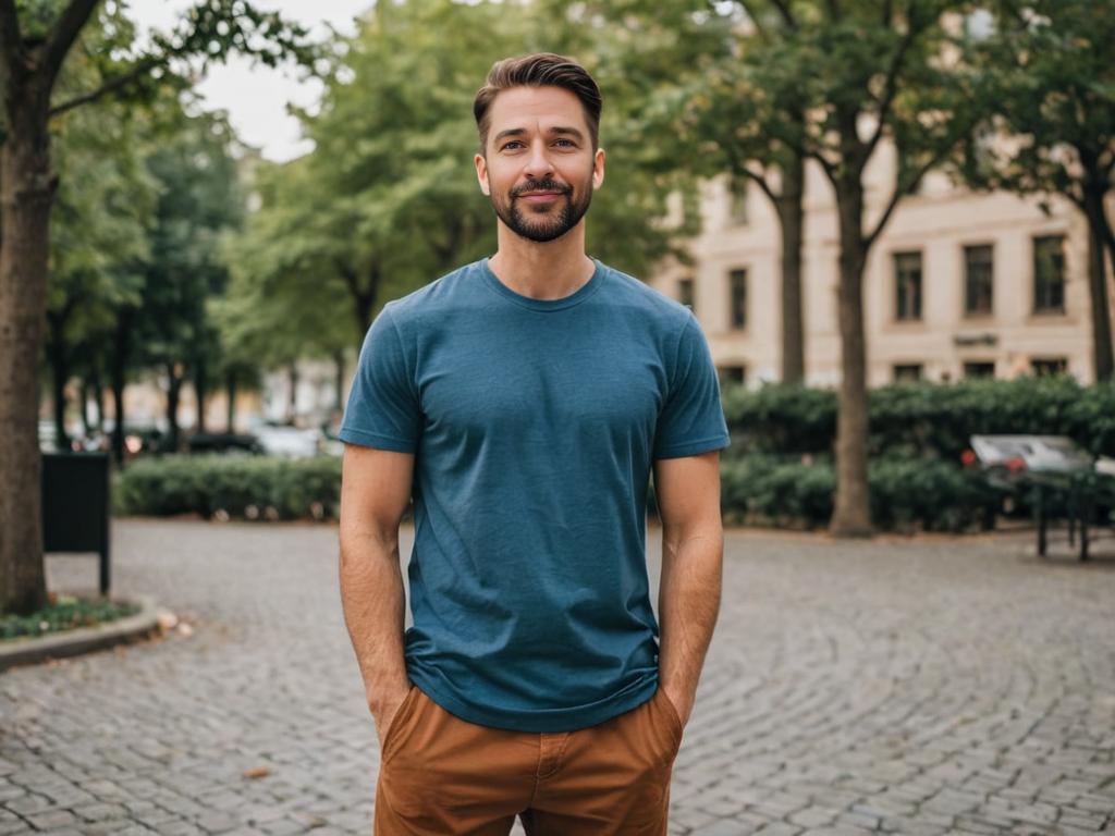 Confident man outdoors in urban setting