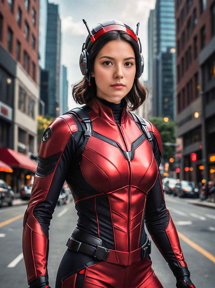 Woman in Ant-Man Costume - Urban Setting