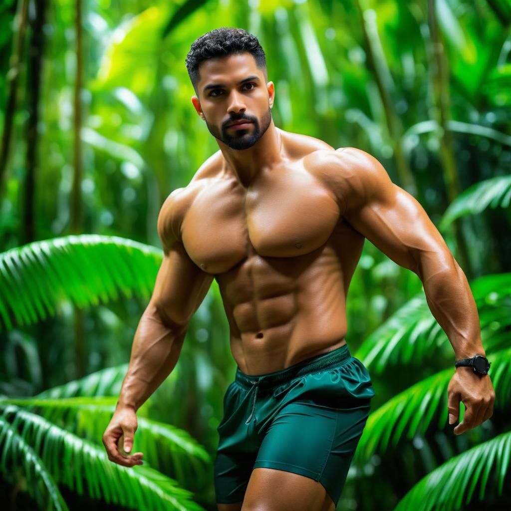 Muscular Man in Tropical Setting