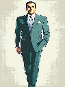 Stylish Man in Teal Pinstripe Suit