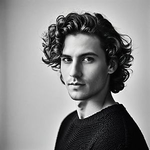Black and White Portrait of Young Man