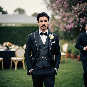 Man in Tuxedo Outdoors