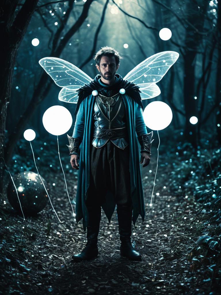 Fairy-Inspired Man in Mystical Forest