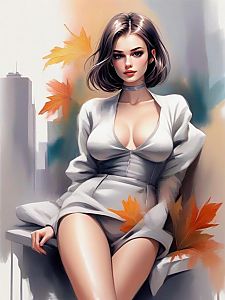 Stylish Young Woman in Urban Autumn Setting