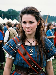 Woman in Braveheart Inspired Costume Cosplay Portrait at Festival
