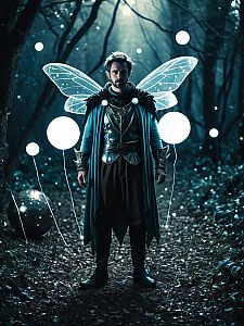 Fairy-Inspired Man in Mystical Forest