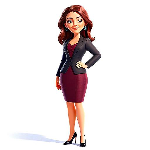 Confident Young Woman in Professional Business Outfit 3D Illustration