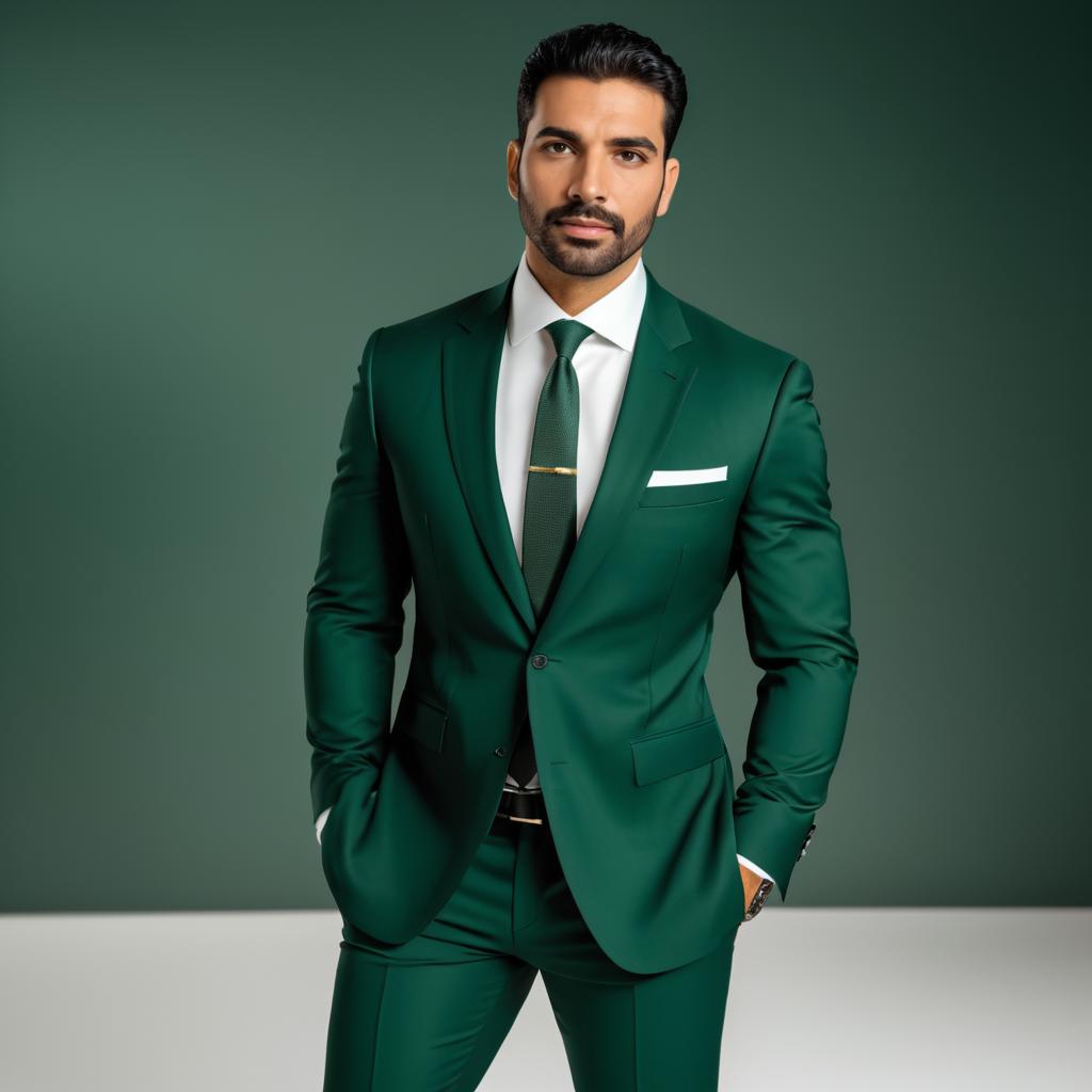 Confident Man in Green Suit