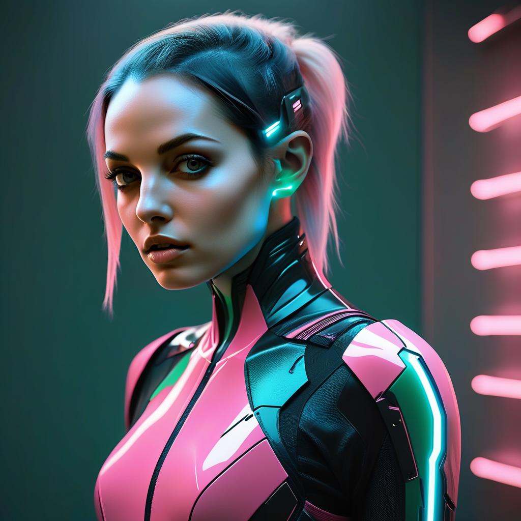 Futuristic Woman in Cyberpunk Environment