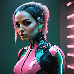 Futuristic Woman in Cyberpunk Environment