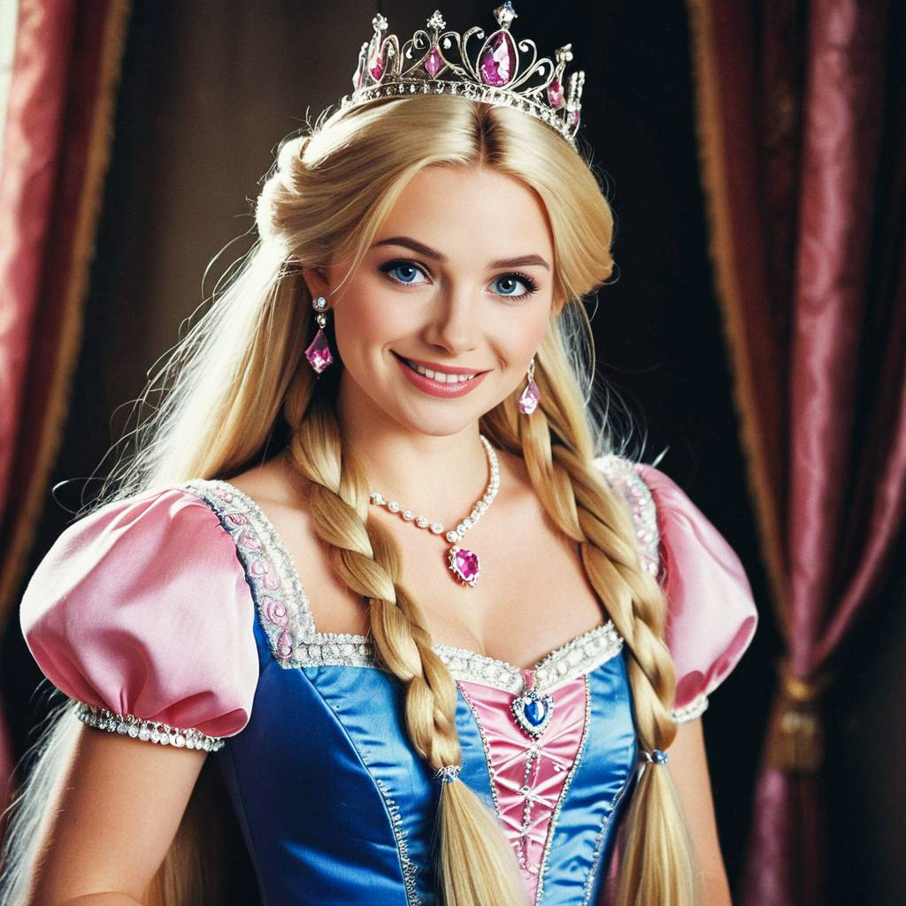 Young Woman in Vibrant Princess Costume Young Woman in Vibrant Princess Costume