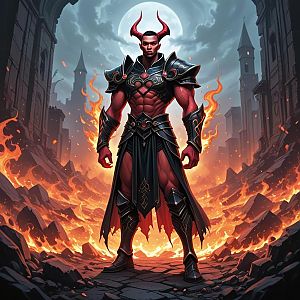 Demon Warrior in Fiery Apocalypse