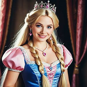 Young Woman in Vibrant Princess Costume
