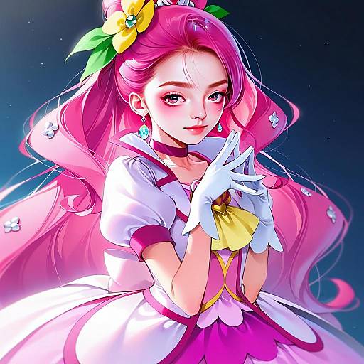 Cure Grace Magical Girl Anime Illustration with Pink Hair
