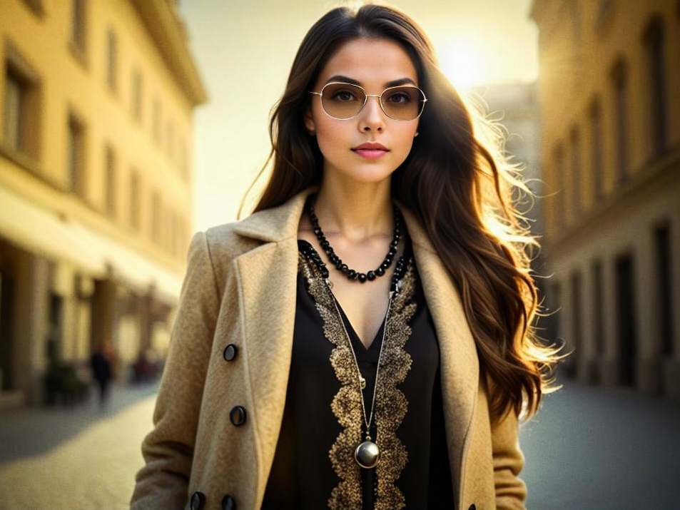 Confident Woman in Stylish Outfit on City Street