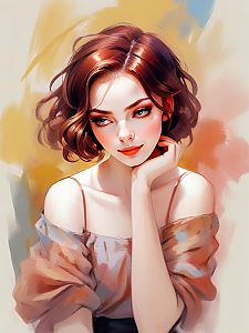 Thoughtful Young Woman with Auburn Hair