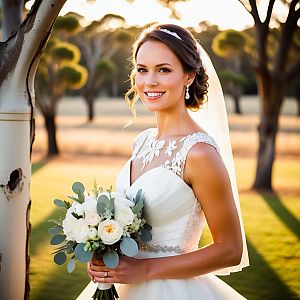 Radiant Bride Outdoors in Elegant Gown