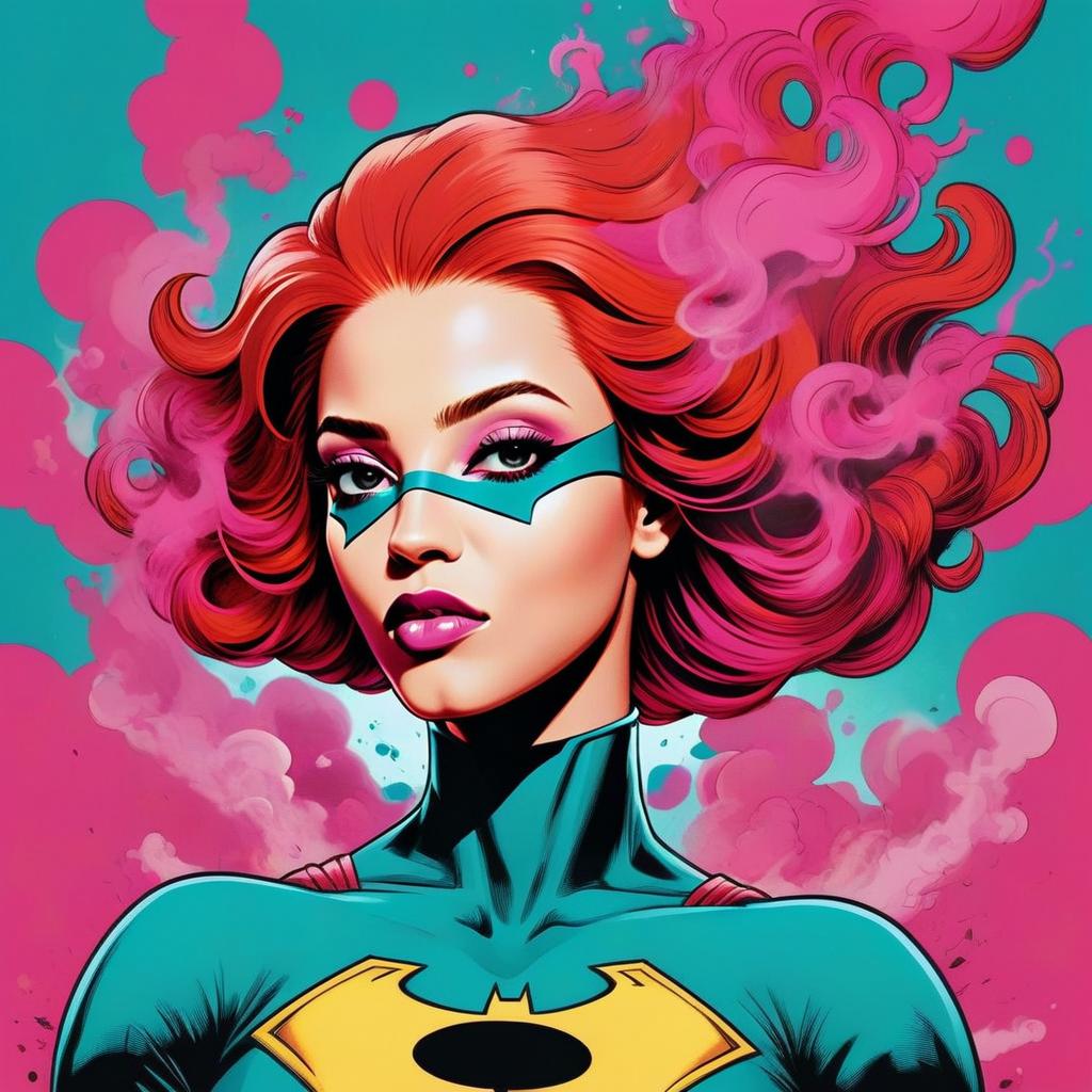 Confident Woman with Red Hair in Teal Costume