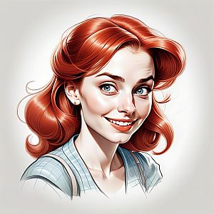 Vibrant Young Woman with Red Hair and Blue Eyes