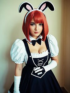 Sexy Cosplay Woman Wearing Bambietta Basterbine Costume with Bunny Ears