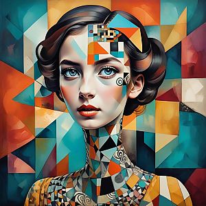 Vibrant Stylized Portrait of a Woman