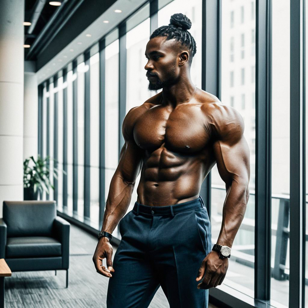 Muscular Man in Modern Office
