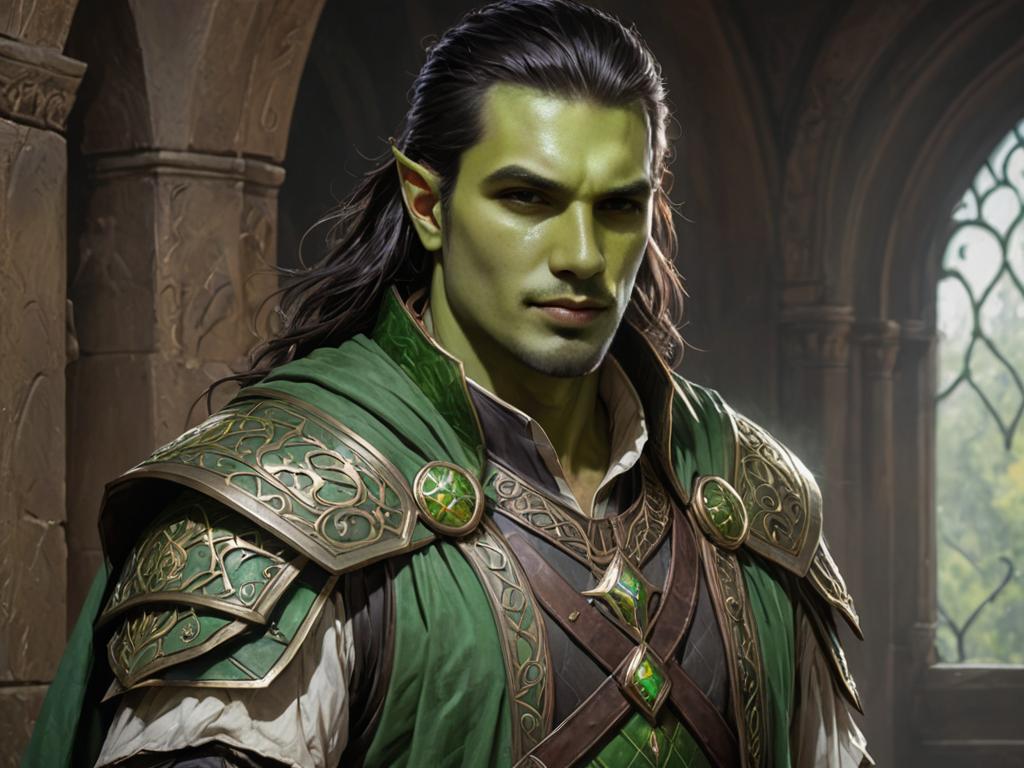 Artistic Portrait of a Tall Male Half-Orc