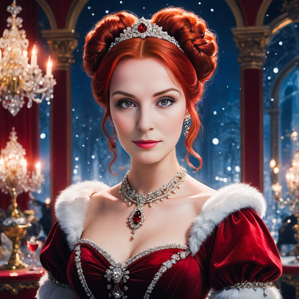 Regal Woman in Red Velvet Gown Regal Woman in Red Velvet Gown