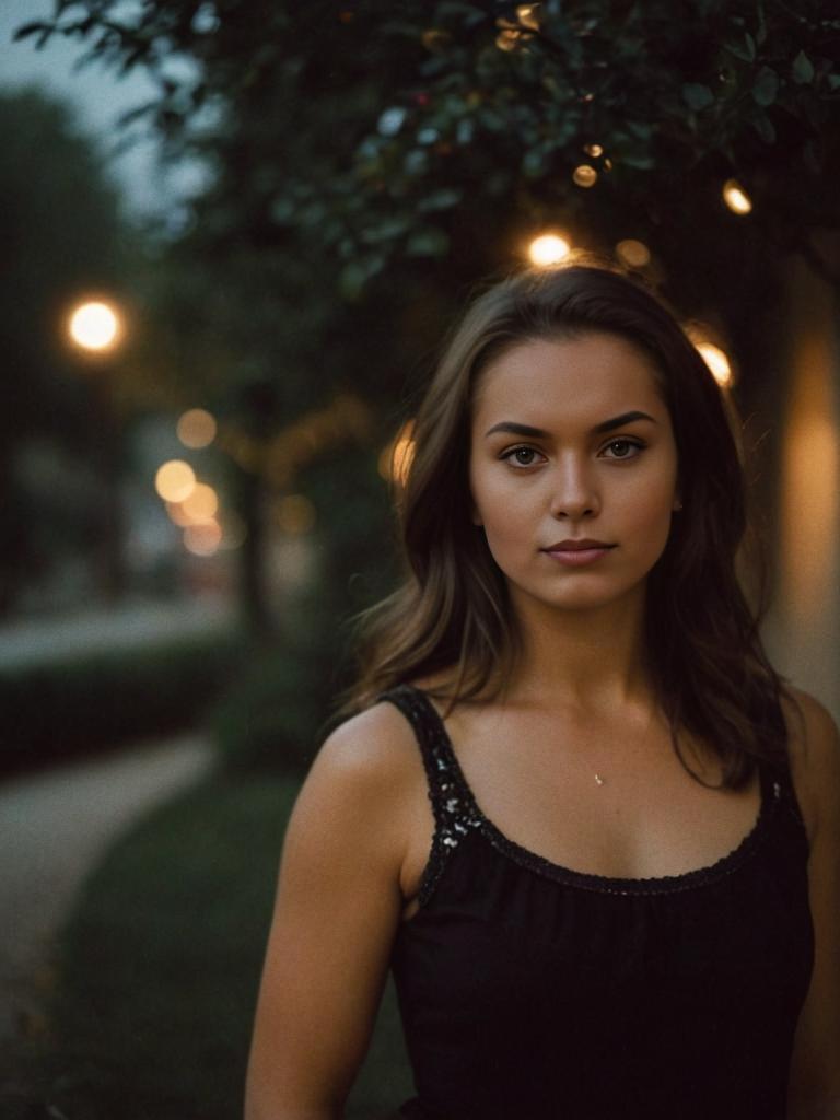 Confident Young Woman in Soft Evening Light