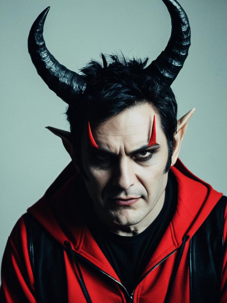 Devil-Inspired Man in Dramatic Costume