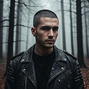 Young Man in Misty Forest