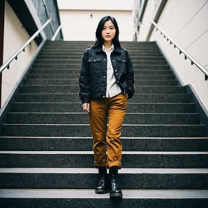 Confident Woman in Urban Casual Workwear