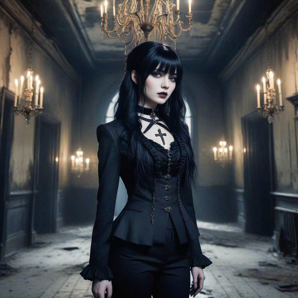 Gothic Woman in Elegant Interior