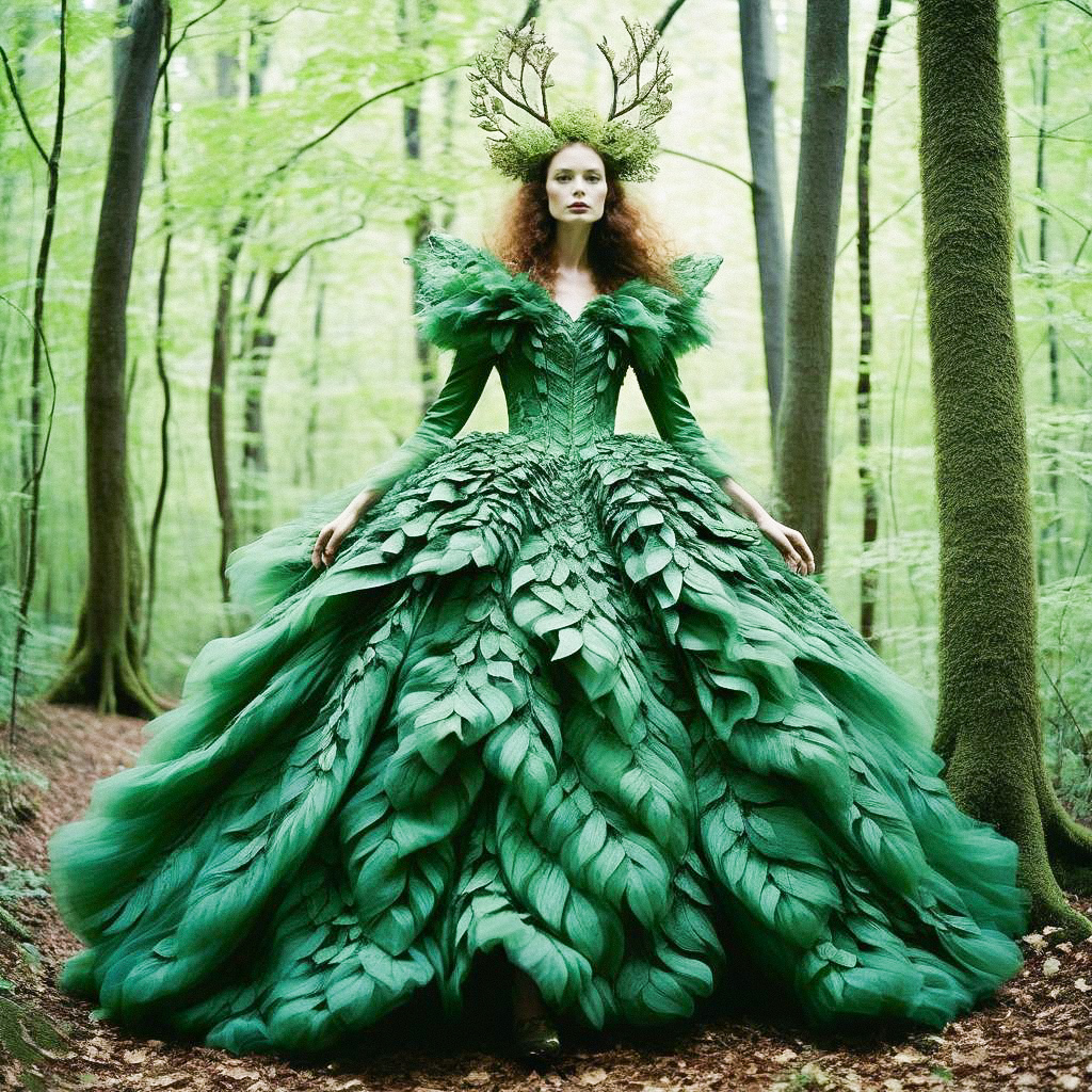 Stunning Woman in Fantasy Forest with Green Gown Stunning Woman in Fantasy Forest with Green Gown