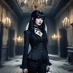 Gothic Woman in Elegant Interior