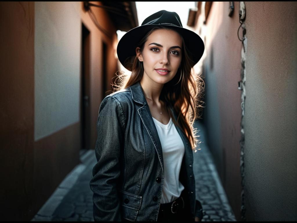 Confident Woman in Denim Jacket