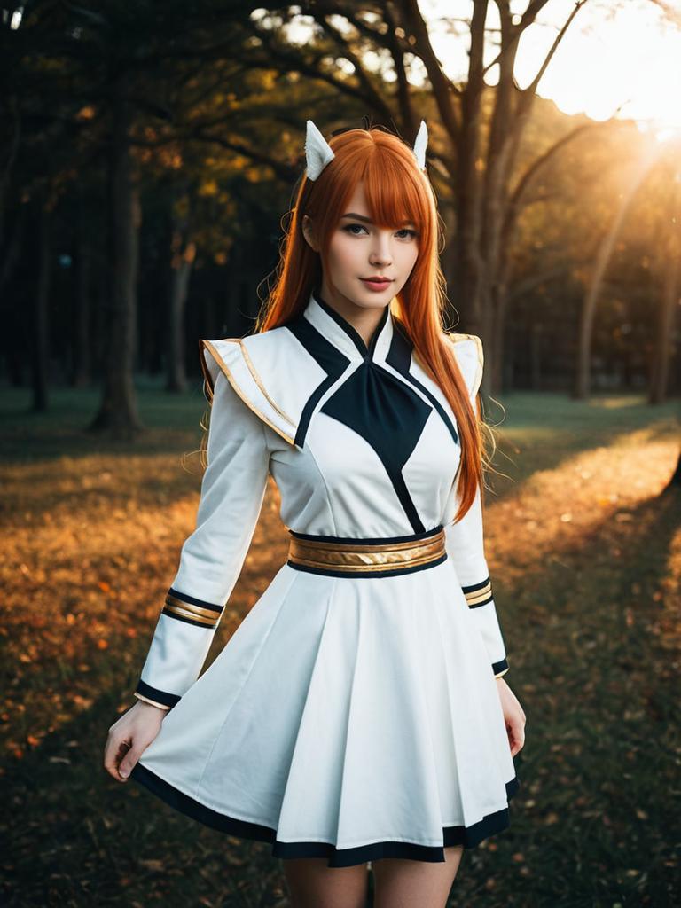 Realistic Nika Nanaura Character Cosplay Woman in White Costume