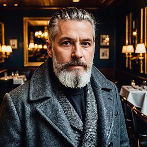 Distinguished Man in Elegant Restaurant