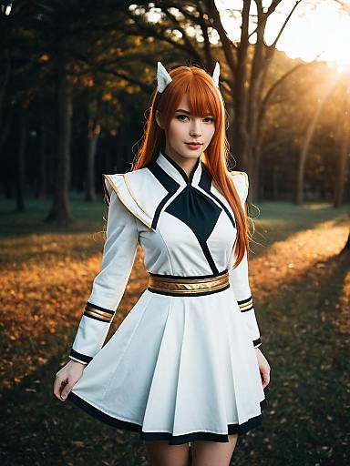 Realistic Nika Nanaura Character Cosplay Woman in White Costume