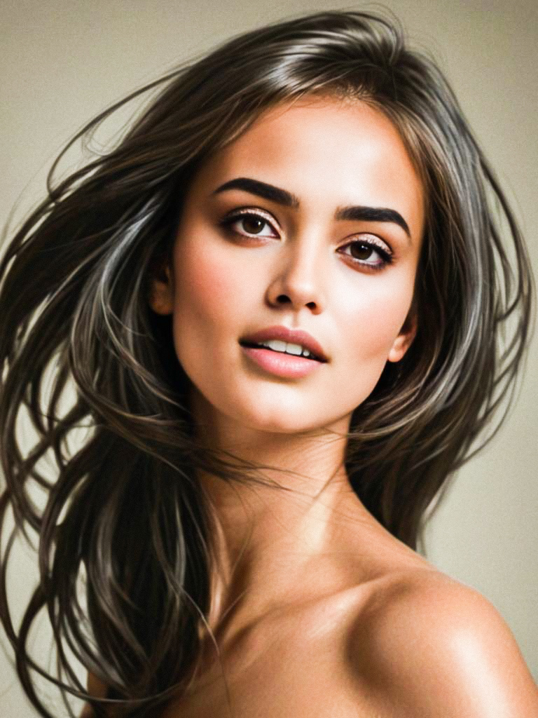 Close-up Portrait of a Young Woman with Long Hair