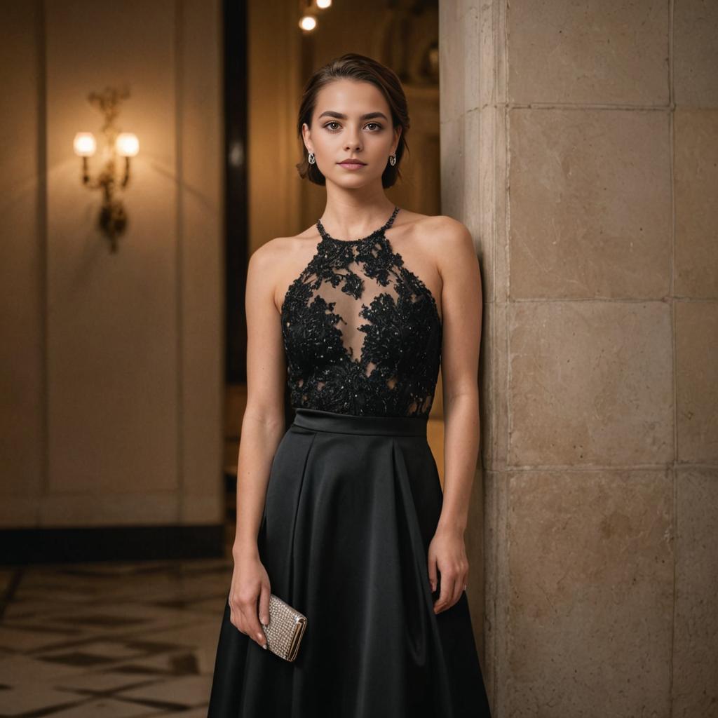 Elegant Woman in Chic Evening Dress